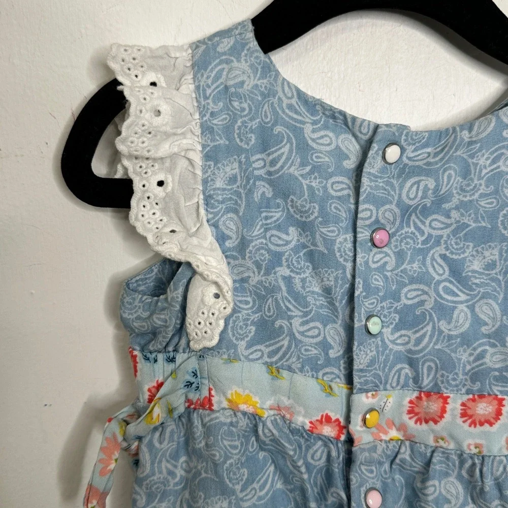 Matilda‎ Jane Baby Girls Blue Paisley Floral Eyelet Lace Bubble Romper 12-18M